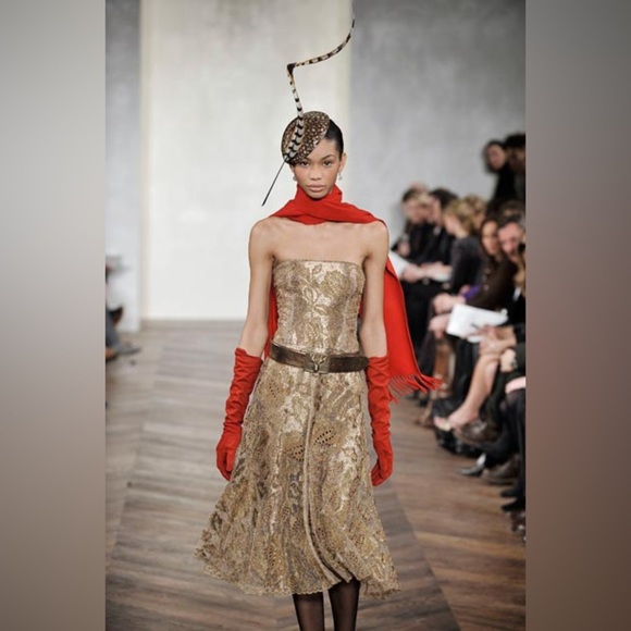 Ralph Lauren Collection Fall 2008 Scarlet Red Cashmere Bullion Crest Scarf - Picture 6 of 16